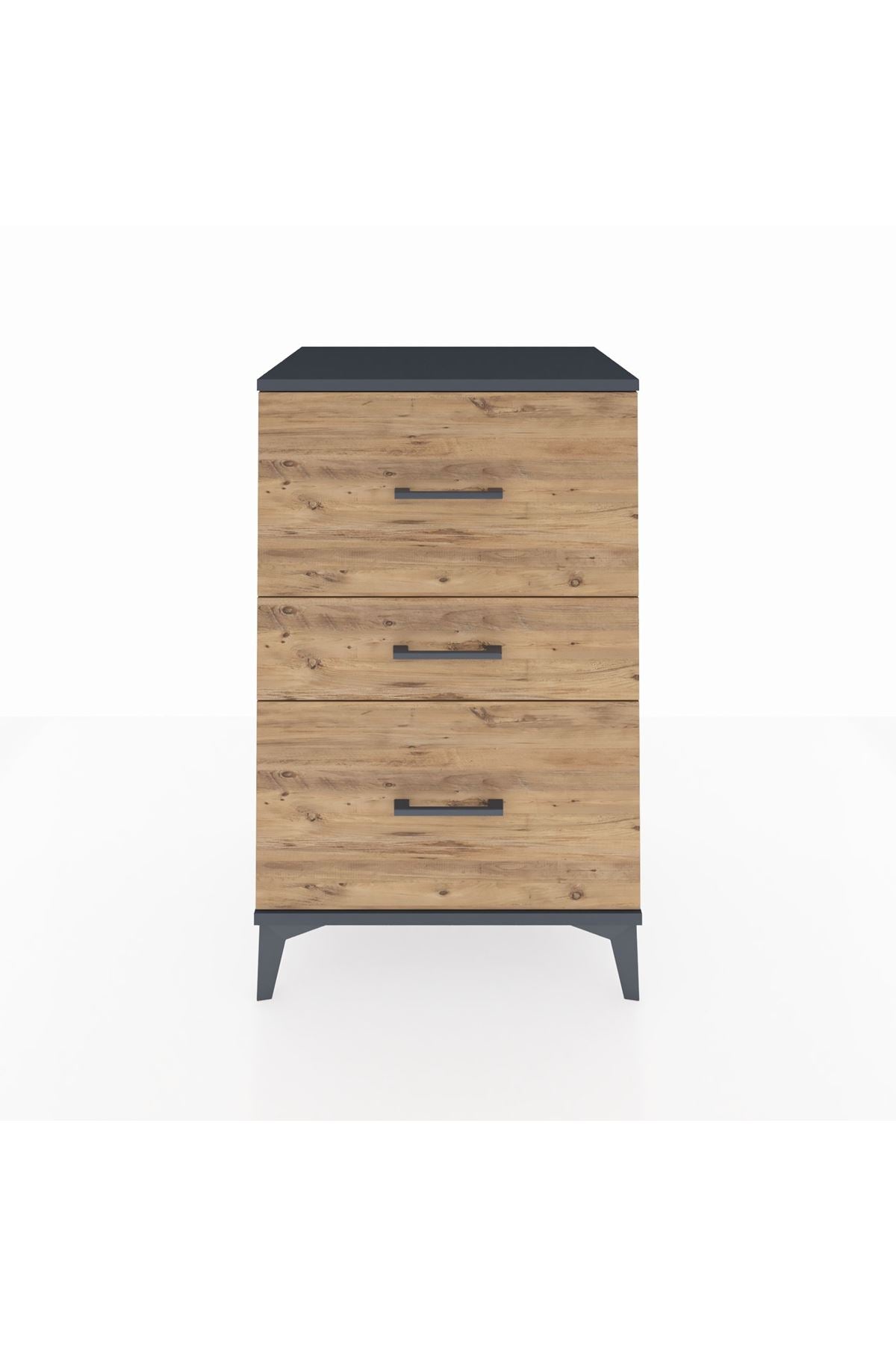 Hyperion Komodin 3 Çekmeceli 60x44x96 Antrasit-Çam