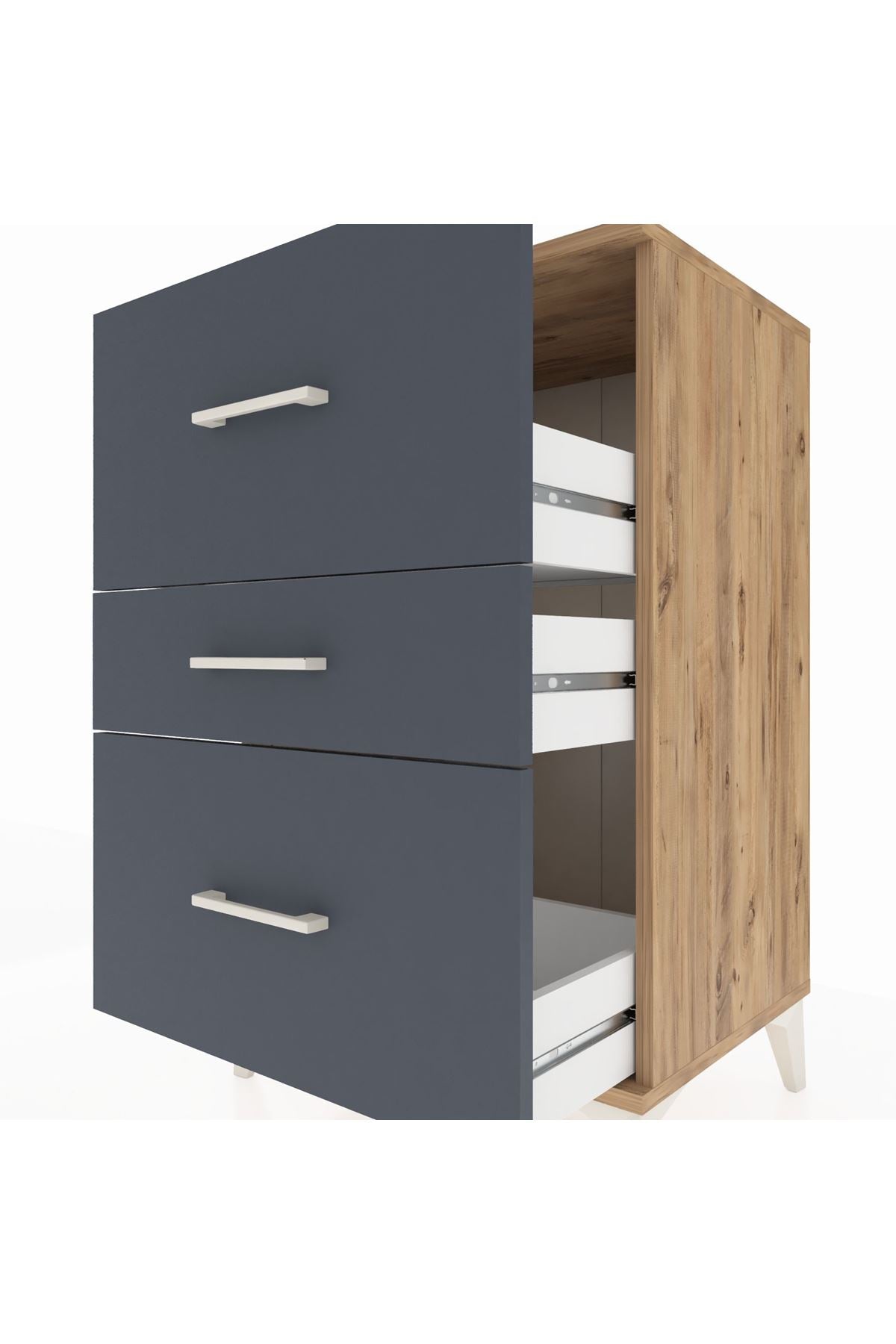 Hyperion Komodin 3 Çekmeceli 60x44x96 Çam-Antrasit