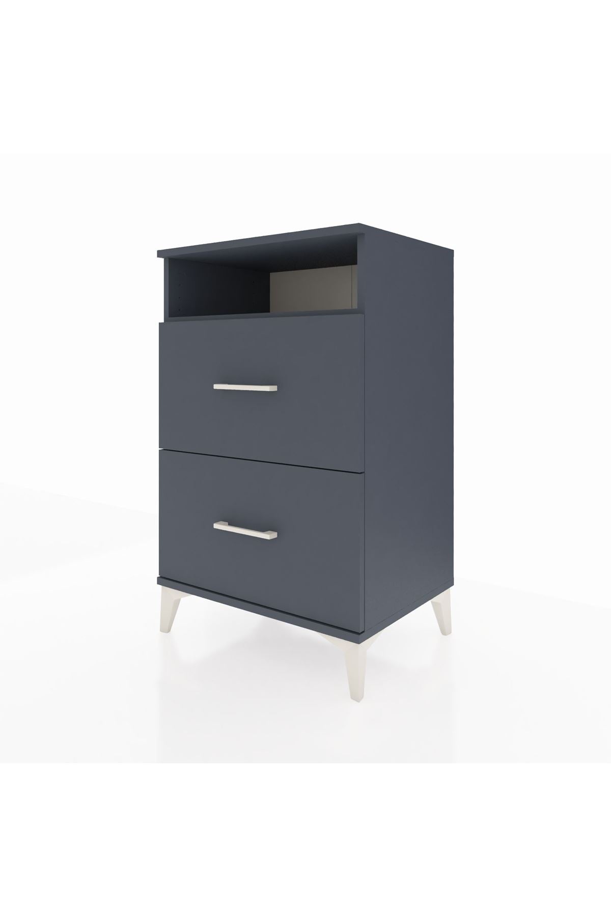 Hyperion Komodin Tek Raflı 2 Çekmeceli 60x44x96 Antrasit-Antrasit