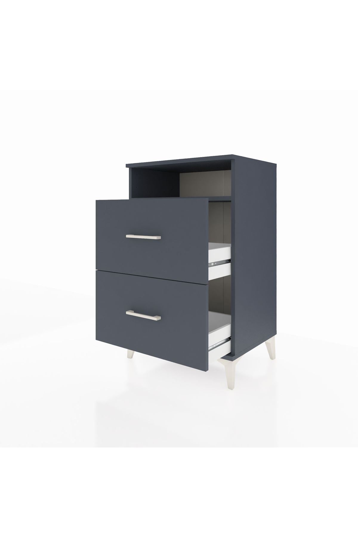 Hyperion Komodin Tek Raflı 2 Çekmeceli 60x44x96 Antrasit-Antrasit