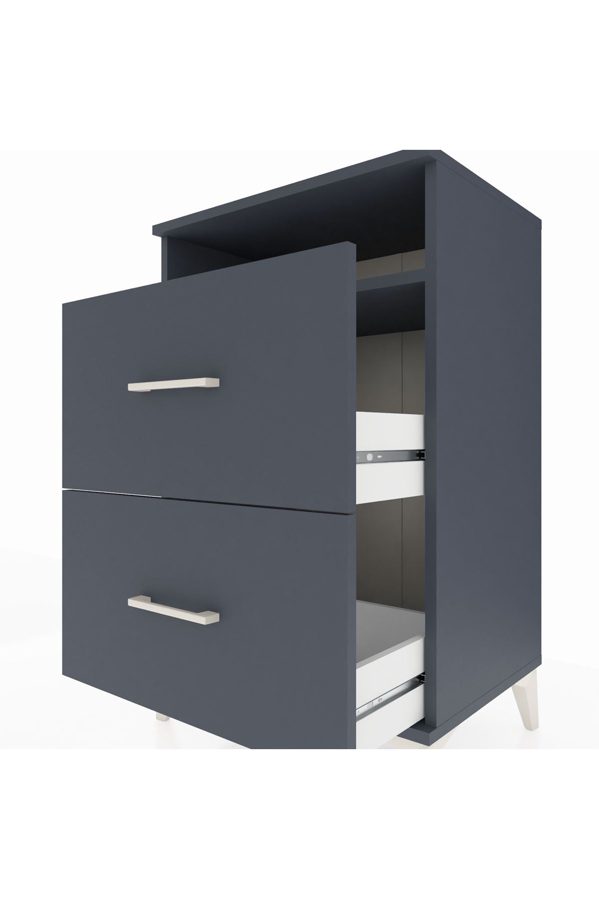 Hyperion Komodin Tek Raflı 2 Çekmeceli 60x44x96 Antrasit-Antrasit