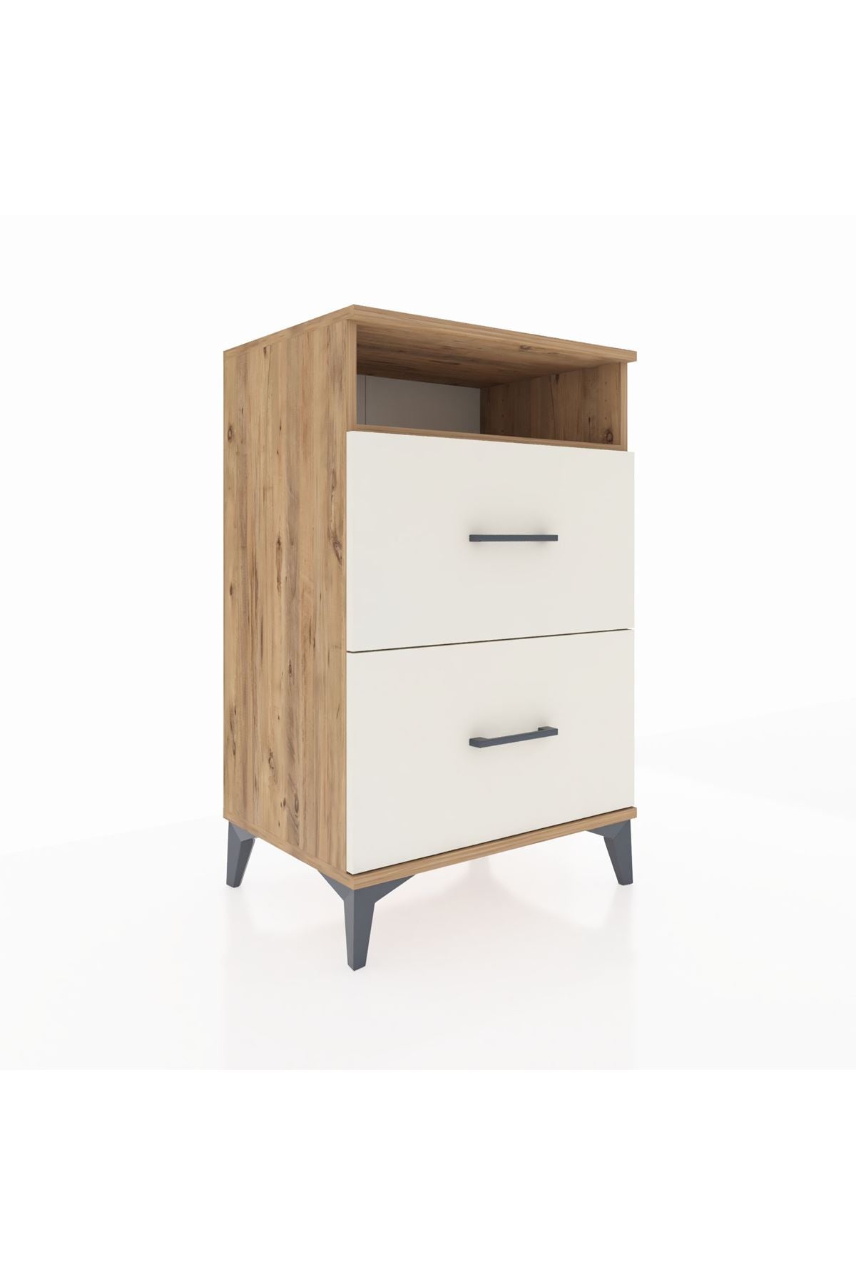 Hyperion Komodin Tek Raflı 2 Çekmeceli 60x44x96 Çam-Aytaşı