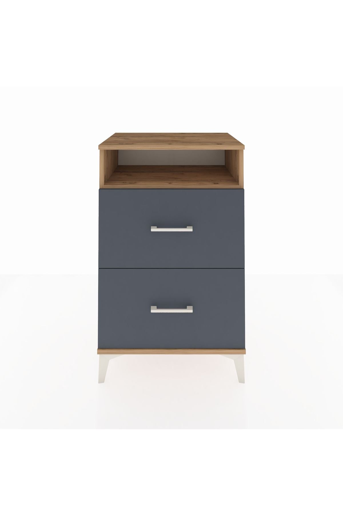 Hyperion Komodin Tek Raflı 2 Çekmeceli 60x44x96 Çam-Antrasit