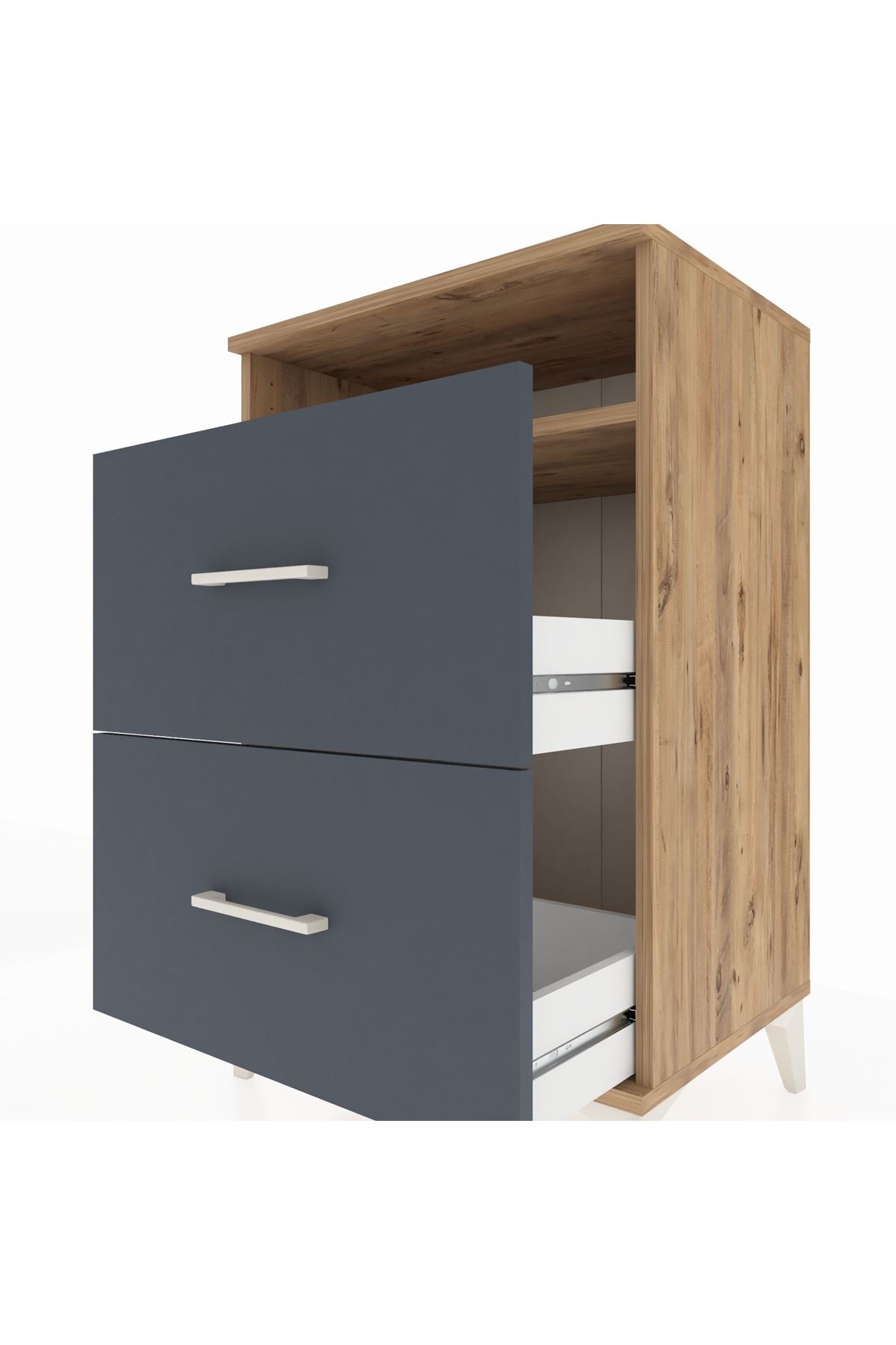 Hyperion Komodin Tek Raflı 2 Çekmeceli 60x44x96 Çam-Antrasit