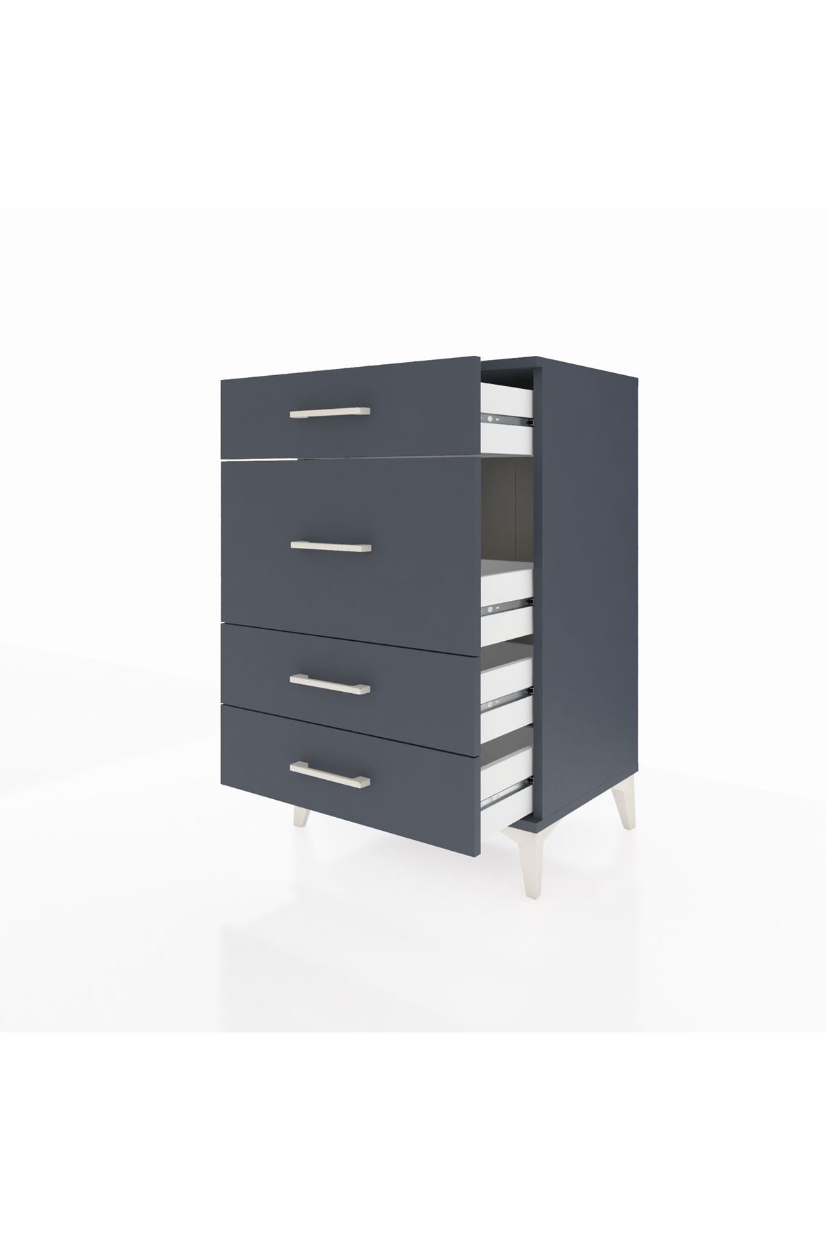 Hyperion Komodin 4 Çekmeceli 60x44x96 Antrasit-Antrasit
