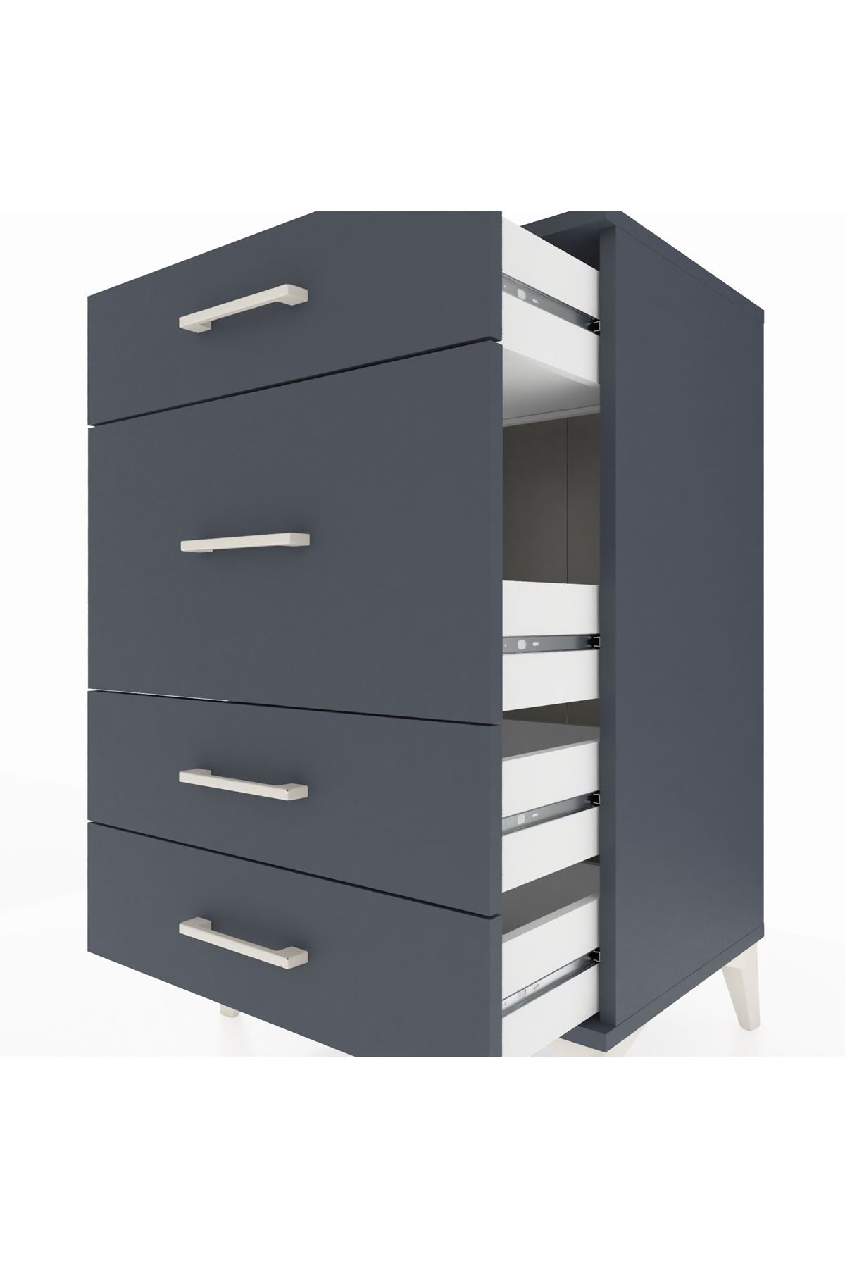 Hyperion Komodin 4 Çekmeceli 60x44x96 Antrasit-Antrasit