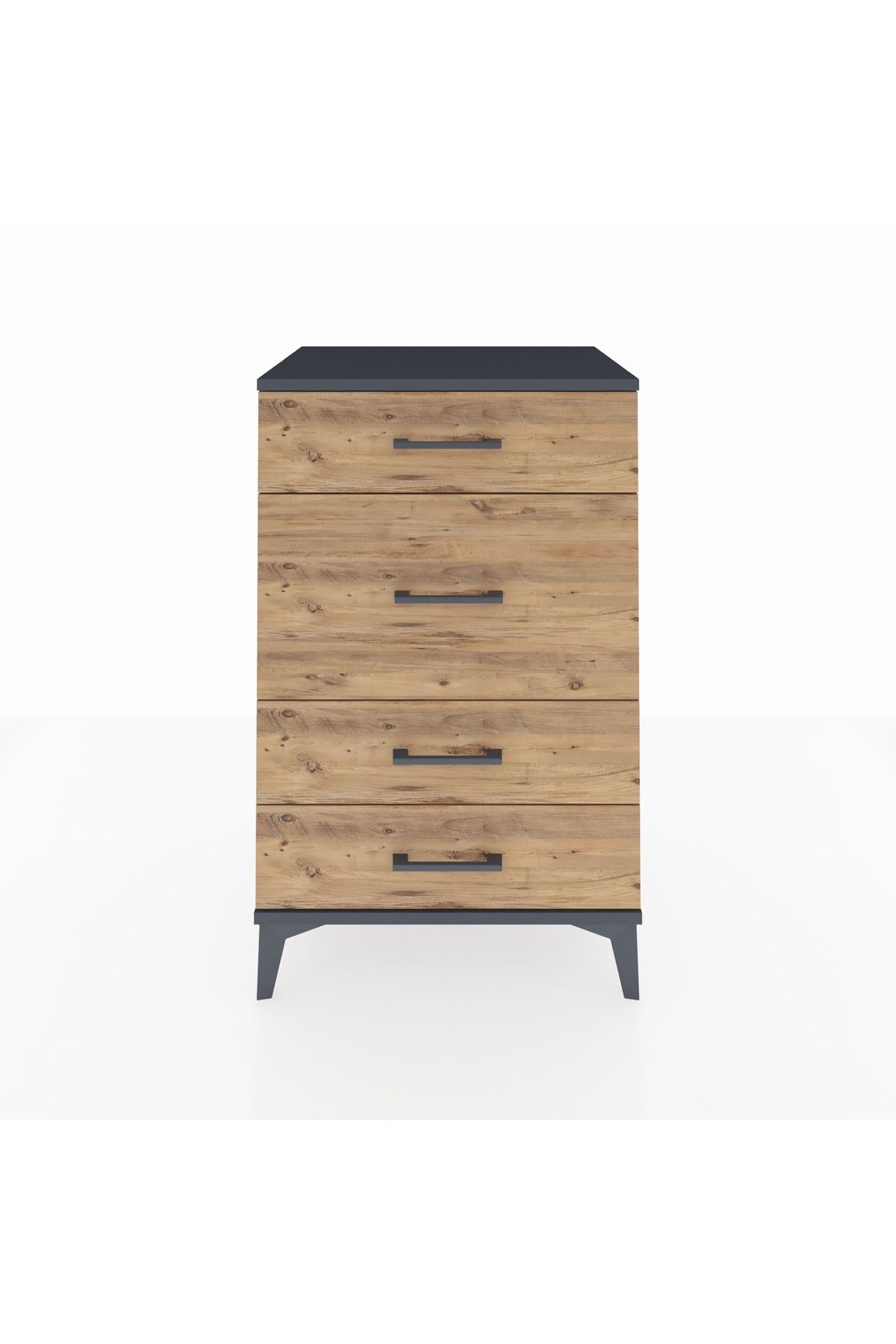 Hyperion Komodin 4 Çekmeceli 60x44x96 Antrasit-Çam