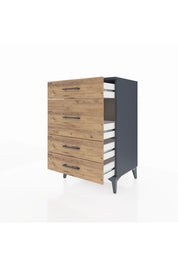 Hyperion Komodin 4 Çekmeceli 60x44x96 Antrasit-Çam