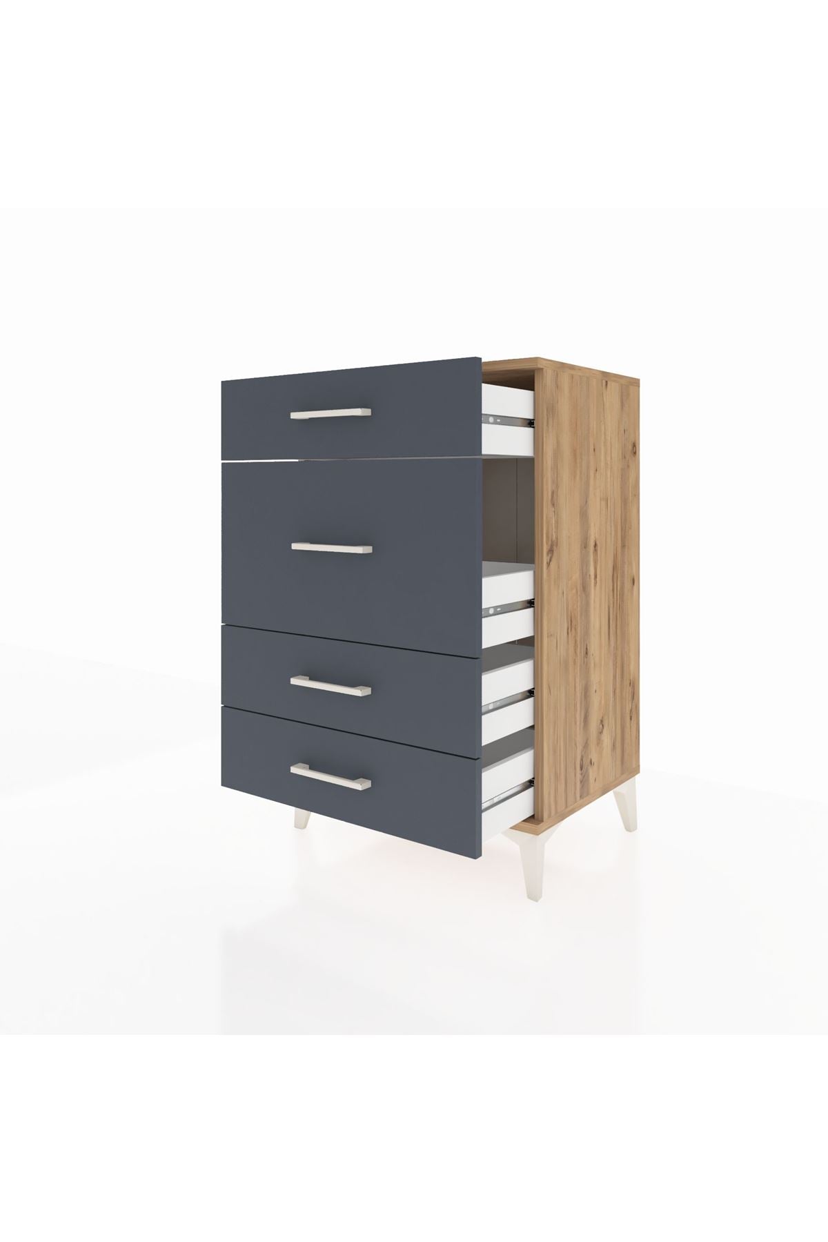 Hyperion Komodin 4 Çekmeceli 60x44x96 Çam-Antrasit
