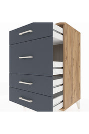 Hyperion Komodin 4 Çekmeceli 60x44x96 Çam-Antrasit