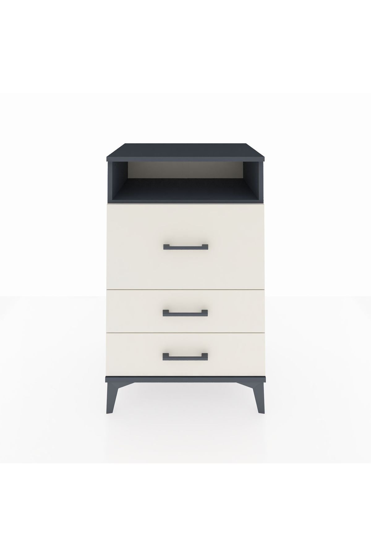 Hyperion Komodin Tek Raflı 3 Çekmeceli 60x44x96 Antrasit-Aytaşı