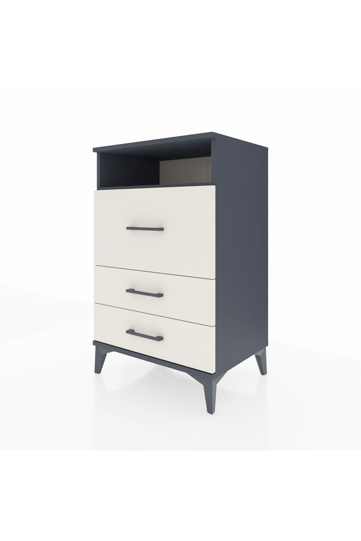 Hyperion Komodin Tek Raflı 3 Çekmeceli 60x44x96 Antrasit-Aytaşı