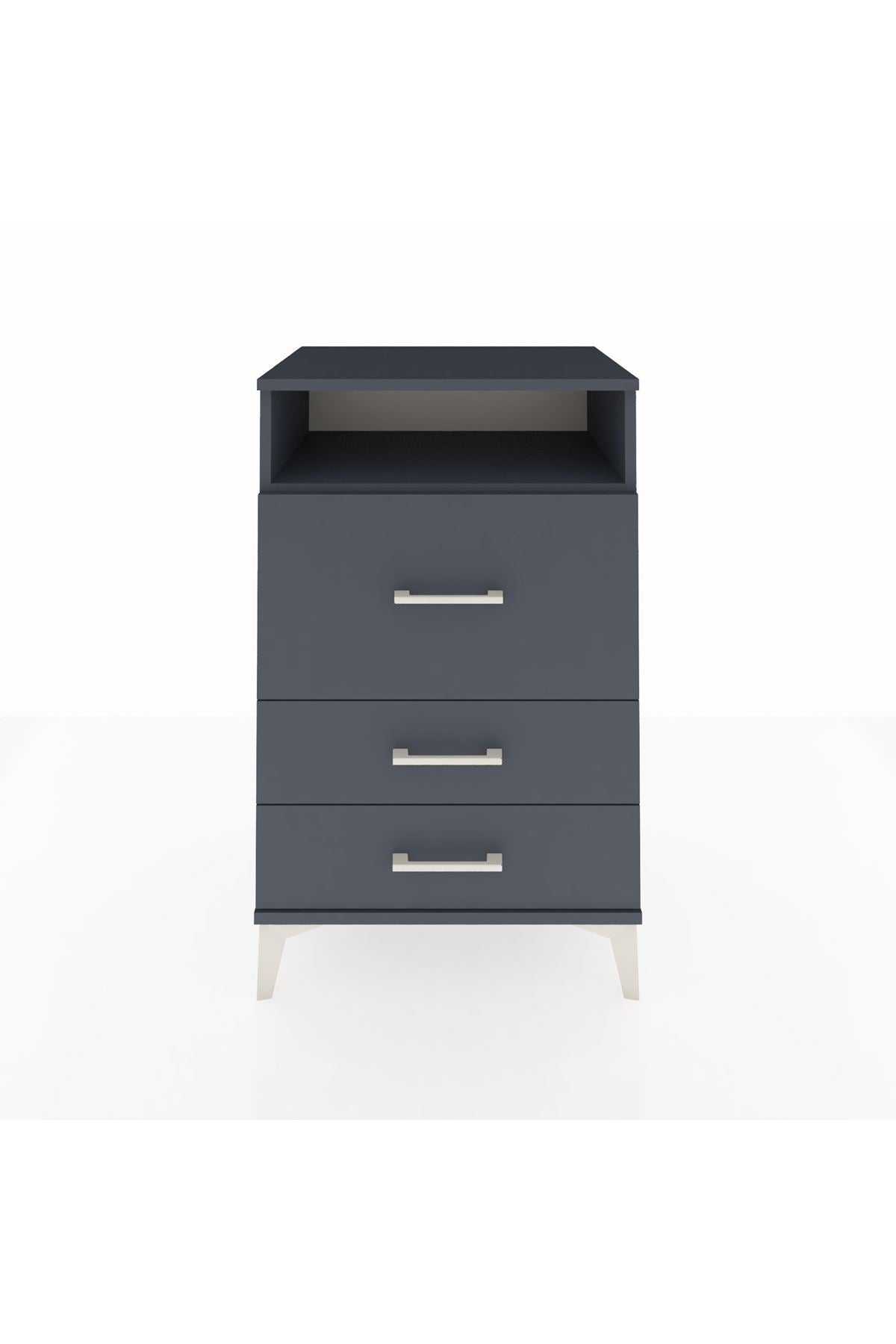 Hyperion Komodin Tek Raflı 3 Çekmeceli 60x44x96 Antrasit-Antrasit