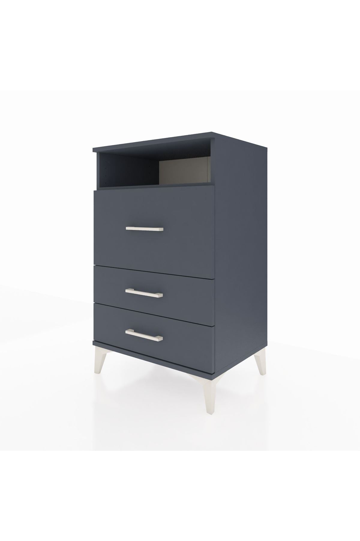 Hyperion Komodin Tek Raflı 3 Çekmeceli 60x44x96 Antrasit-Antrasit