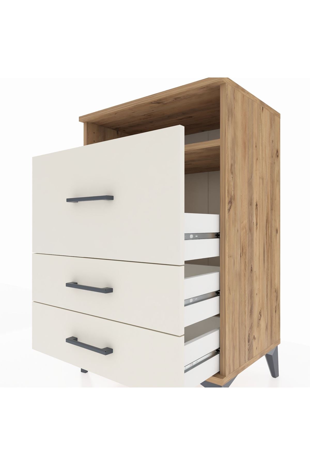 Hyperion Komodin Tek Raflı 3 Çekmeceli 60x44x96 Çam-Aytaşı