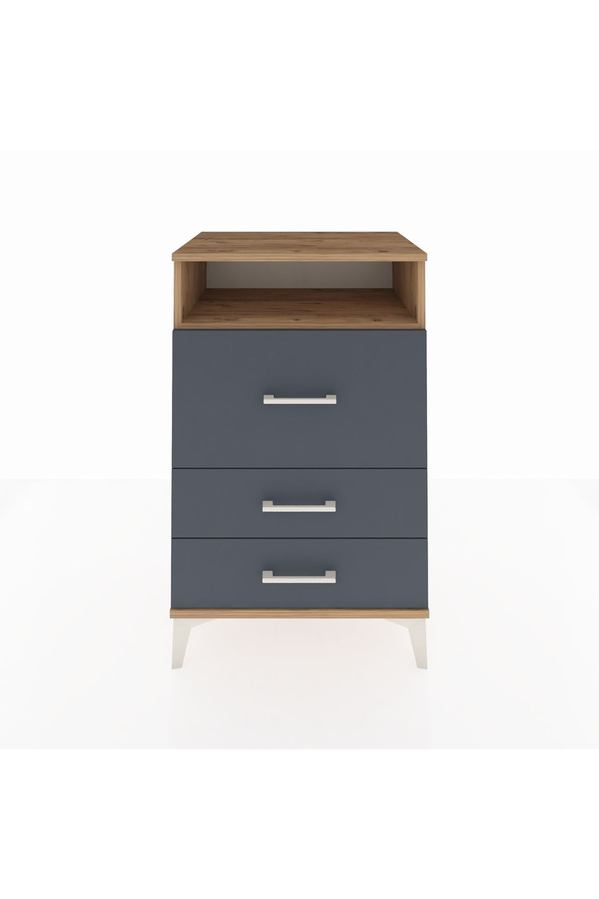 Hyperion Komodin Tek Raflı 3 Çekmeceli 60x44x96 Çam-Antrasit