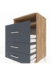Hyperion Komodin Tek Raflı 3 Çekmeceli 60x44x96 Çam-Antrasit