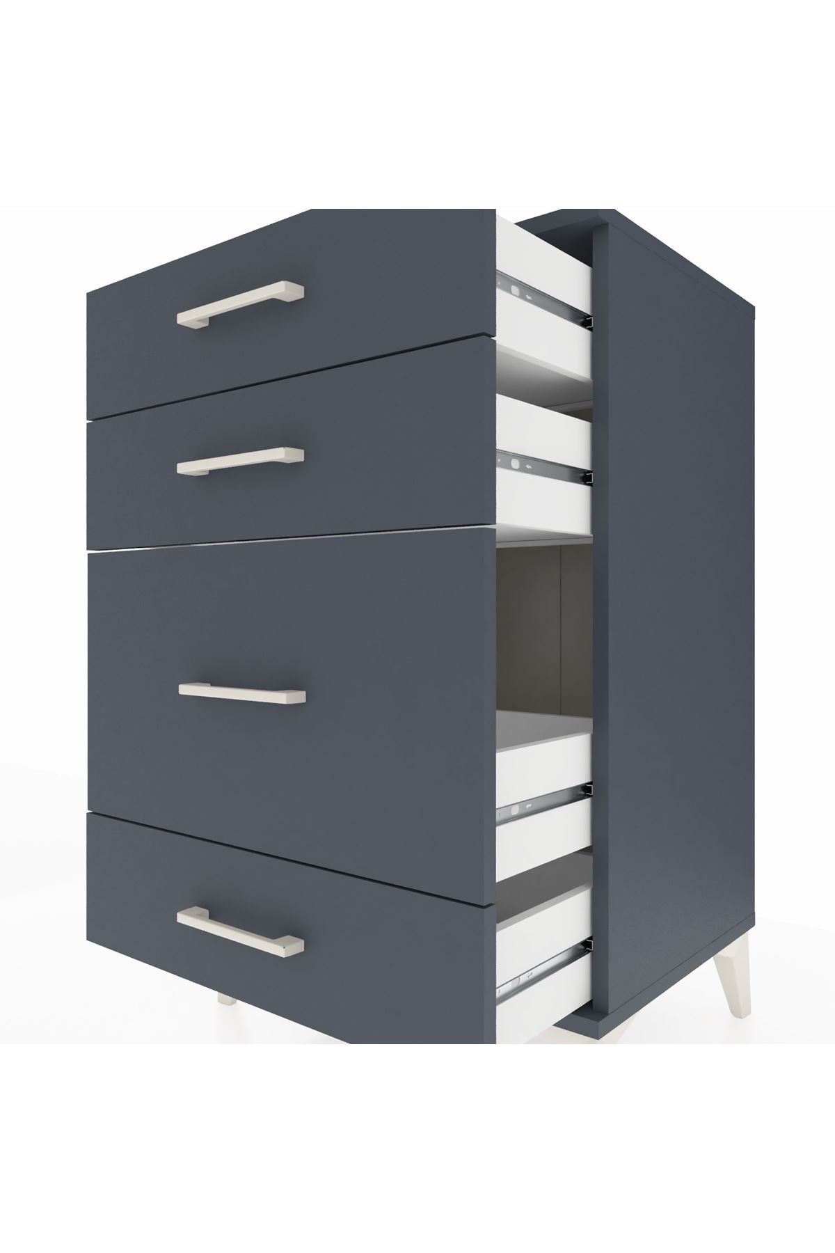 Hyperion Komodin 4 Çekmeceli 60x44x96 Antrasit-Antrasit