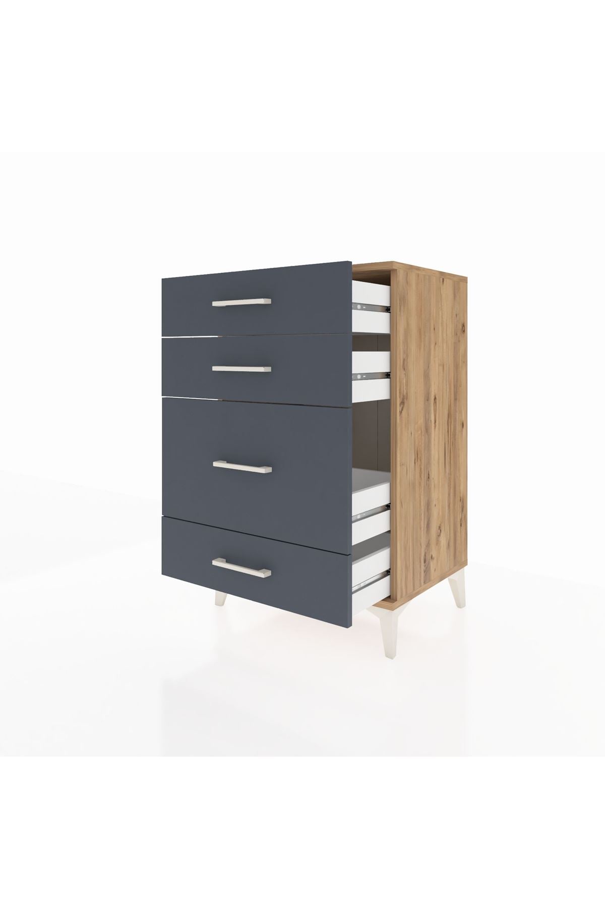 Hyperion Komodin 4 Çekmeceli 60x44x96 Çam-Antrasit
