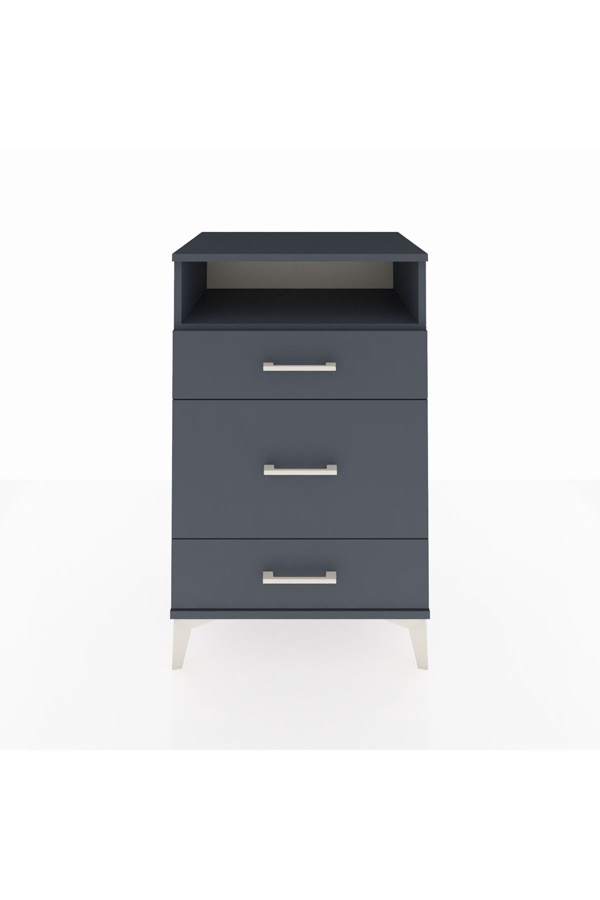 Hyperion Komodin Tek Raflı 3 Çekmeceli 60x44x96 Antrasit-Antrasit