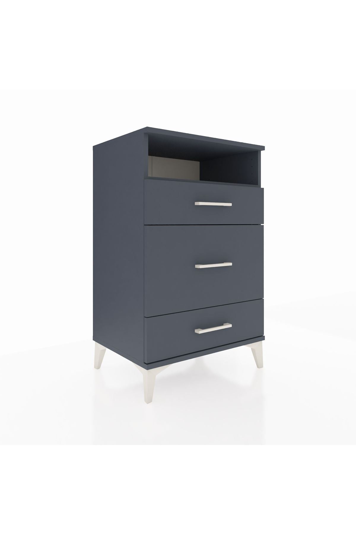 Hyperion Komodin Tek Raflı 3 Çekmeceli 60x44x96 Antrasit-Antrasit