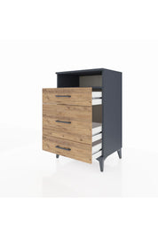 Hyperion Komodin Tek Raflı 3 Çekmeceli 60x44x96 Antrasit-Çam