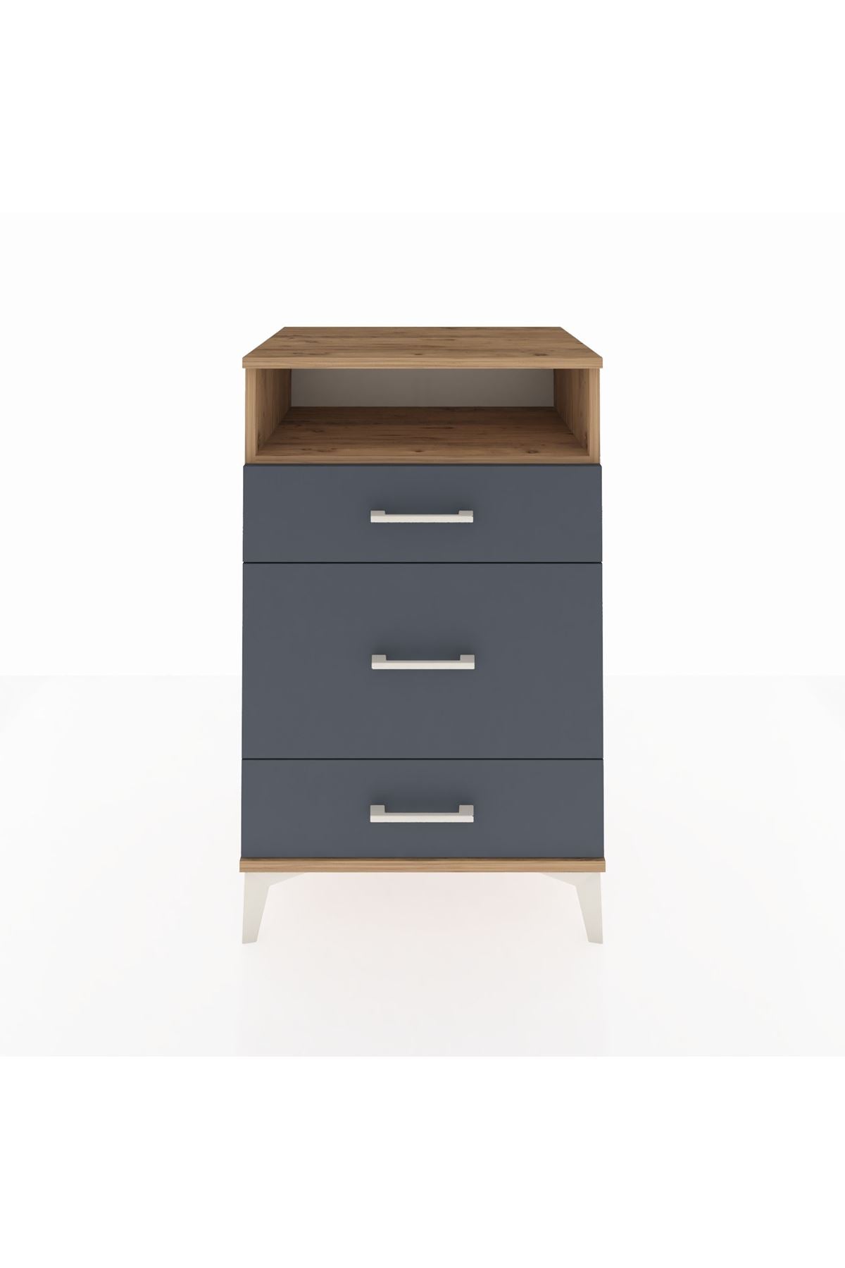 Hyperion Komodin Tek Raflı 3 Çekmeceli 60x44x96 Çam-Antrasit