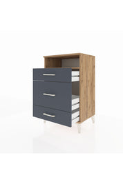 Hyperion Komodin Tek Raflı 3 Çekmeceli 60x44x96 Çam-Antrasit