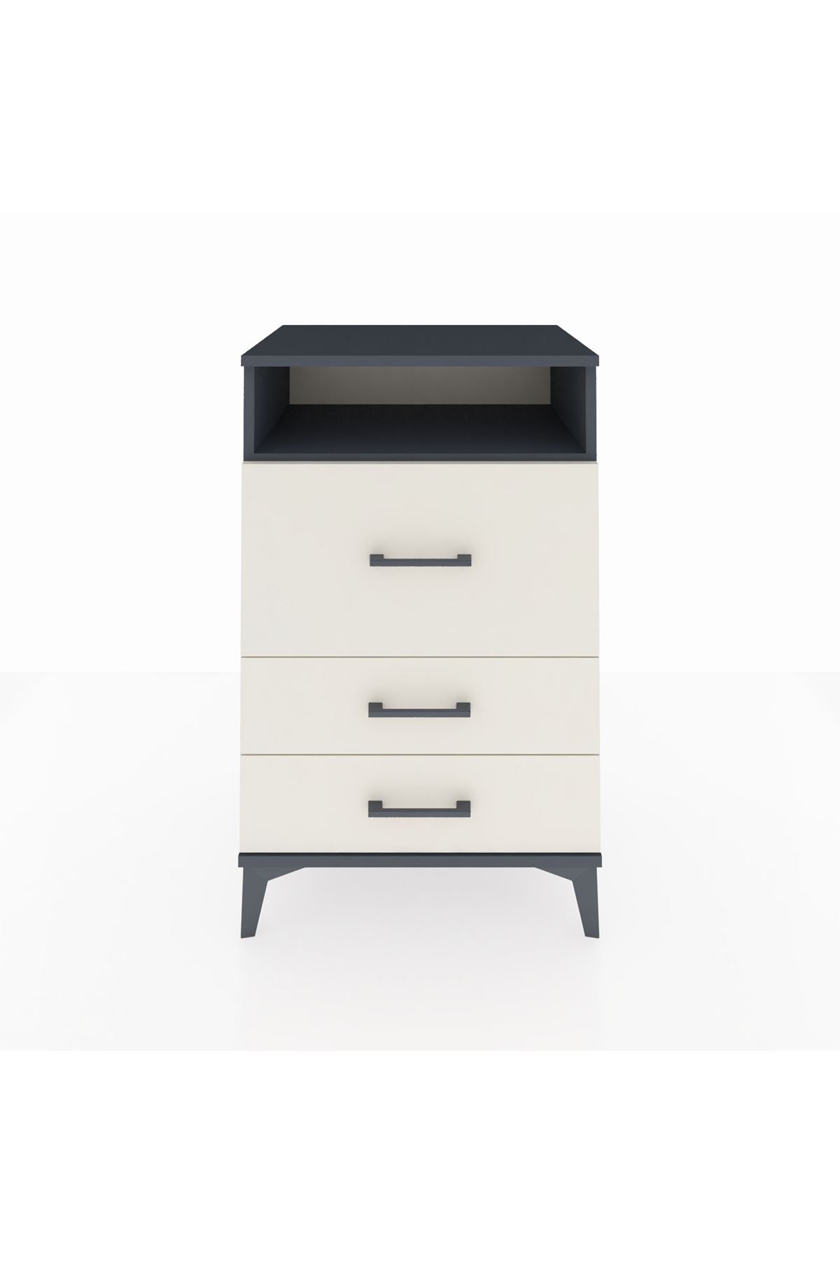 Hyperion Komodin Tek Raflı 3 Çekmeceli 60x44x96 Antrasit-Aytaşı