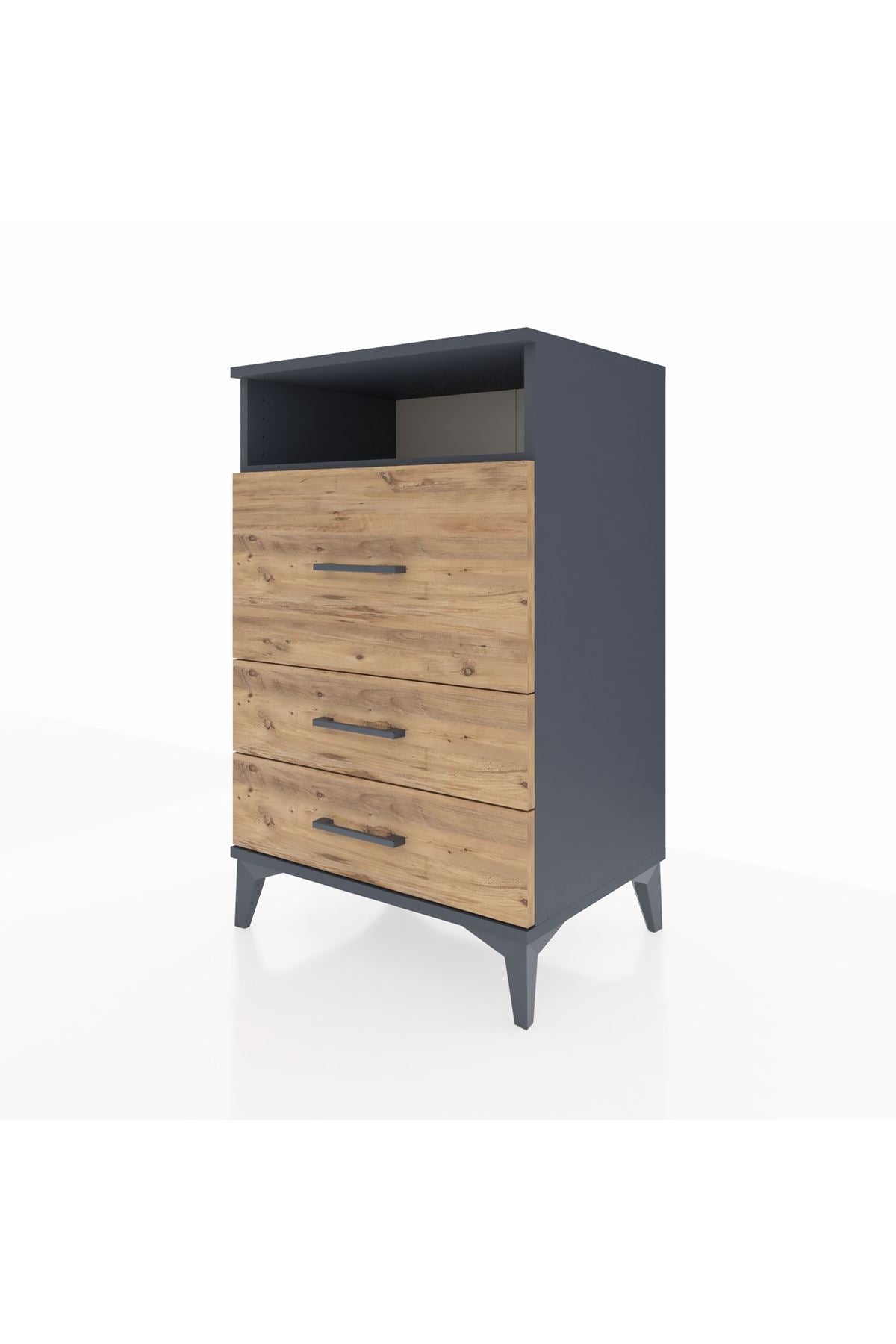 Hyperion Komodin Tek Raflı 3 Çekmeceli 60x44x96 Antrasit-Çam