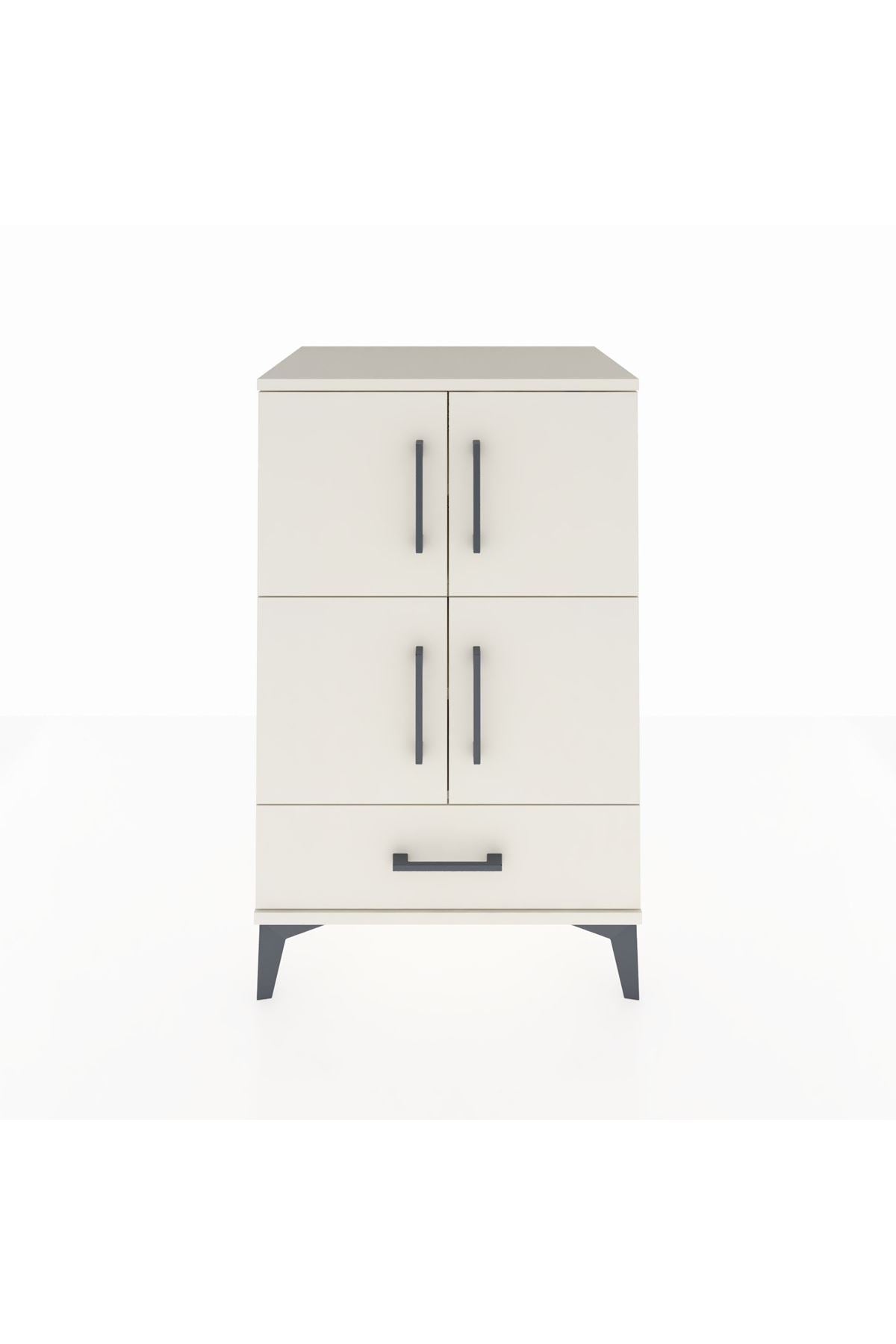 Hyperion Komodin 4 Raflı Tek Çekmeceli 4 Kapaklı 60x44x96 Aytaşı-Aytaşı