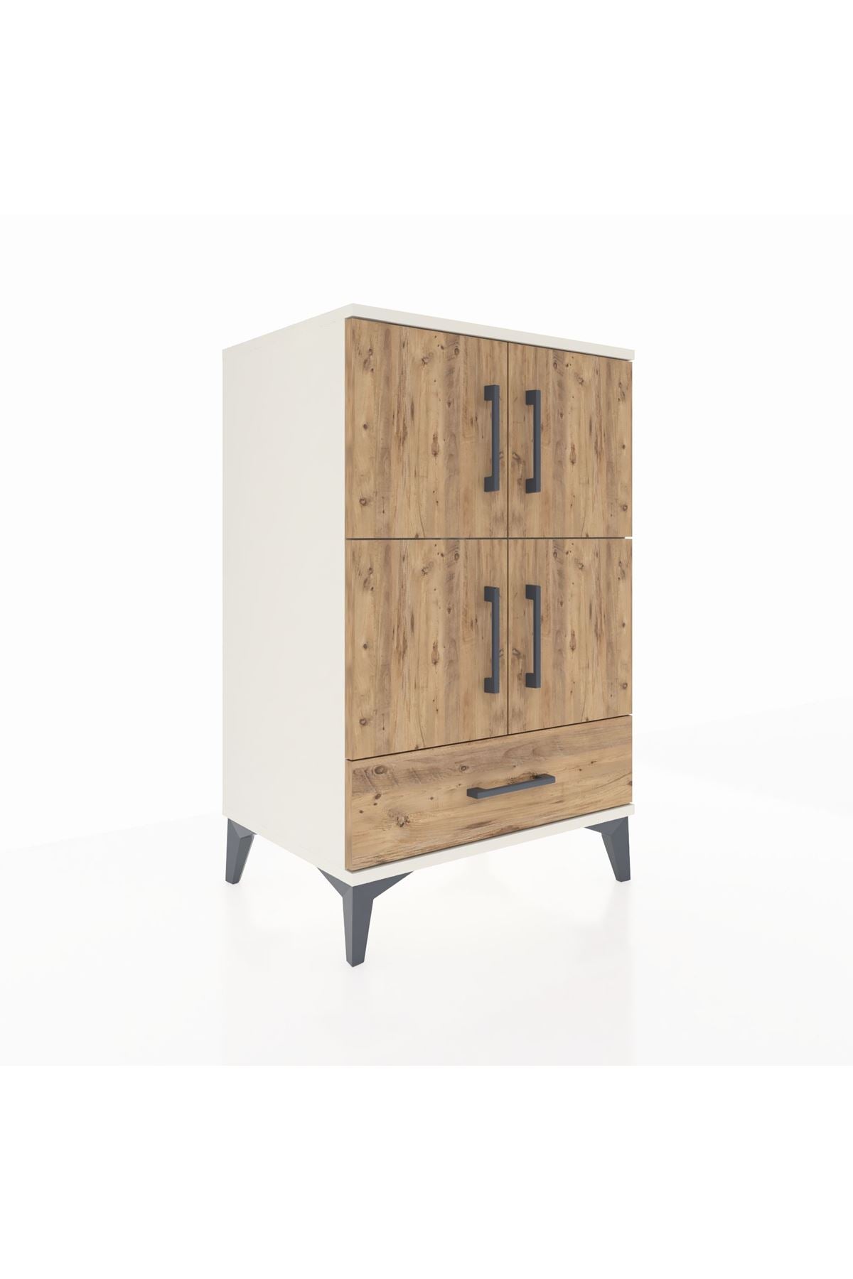 Hyperion Komodin 4 Raflı Tek Çekmeceli 4 Kapaklı 60x44x96 Aytaşı-Çam