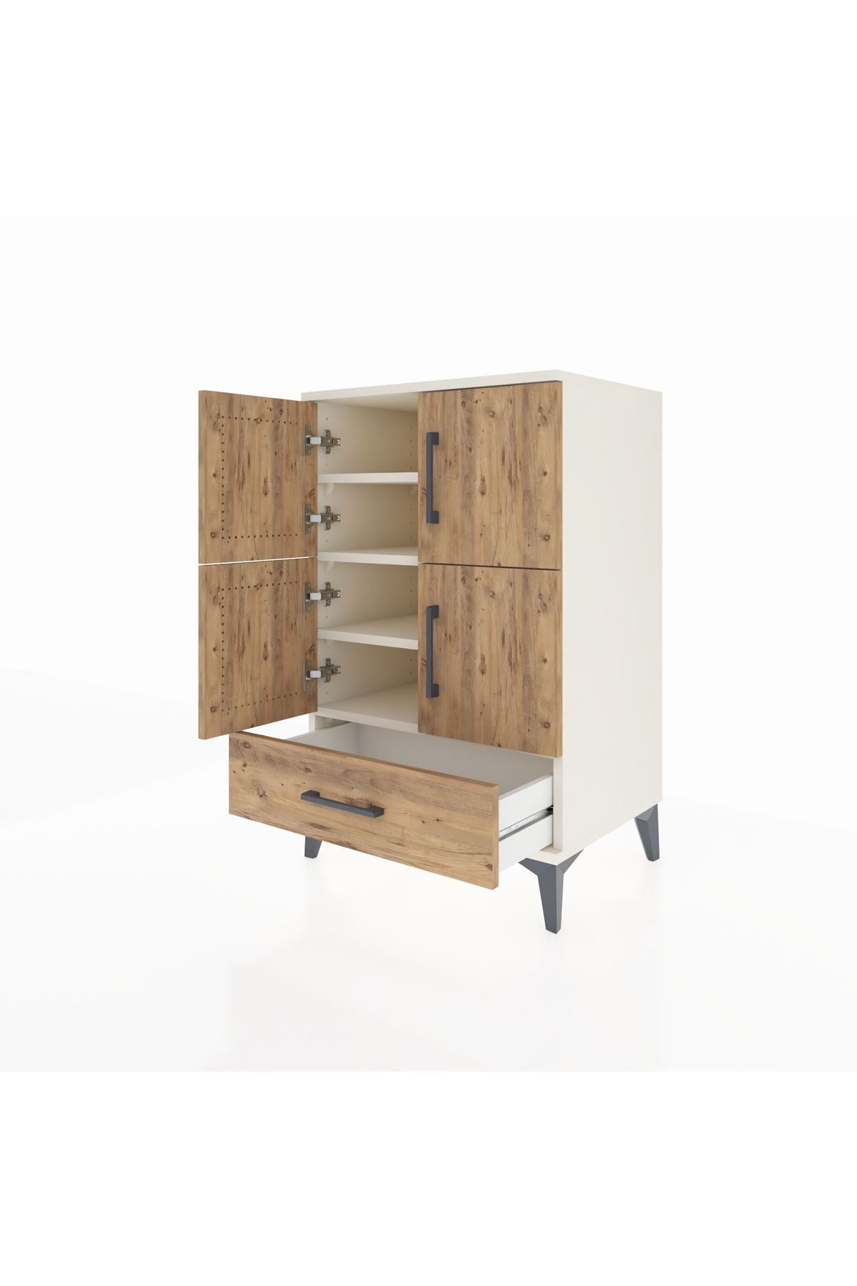 Hyperion Komodin 4 Raflı Tek Çekmeceli 4 Kapaklı 60x44x96 Aytaşı-Çam