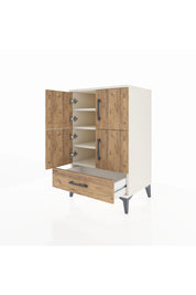 Hyperion Komodin 4 Raflı Tek Çekmeceli 4 Kapaklı 60x44x96 Aytaşı-Çam