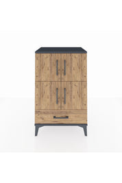 Hyperion Komodin 4 Raflı Tek Çekmeceli 4 Kapaklı 60x44x96 Antrasit-Çam