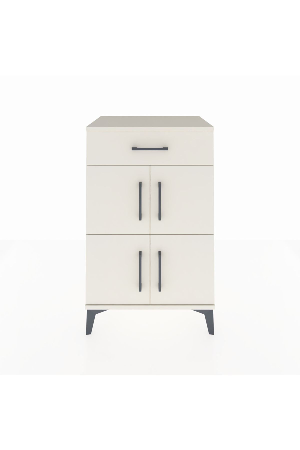 Hyperion Komodin Tek Raflı Tek Çekmeceli 4 Kapaklı 60x44x96 Aytaşı-Aytaşı