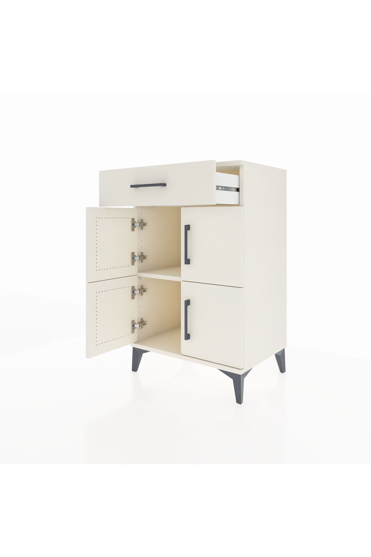 Hyperion Komodin Tek Raflı Tek Çekmeceli 4 Kapaklı 60x44x96 Aytaşı-Aytaşı