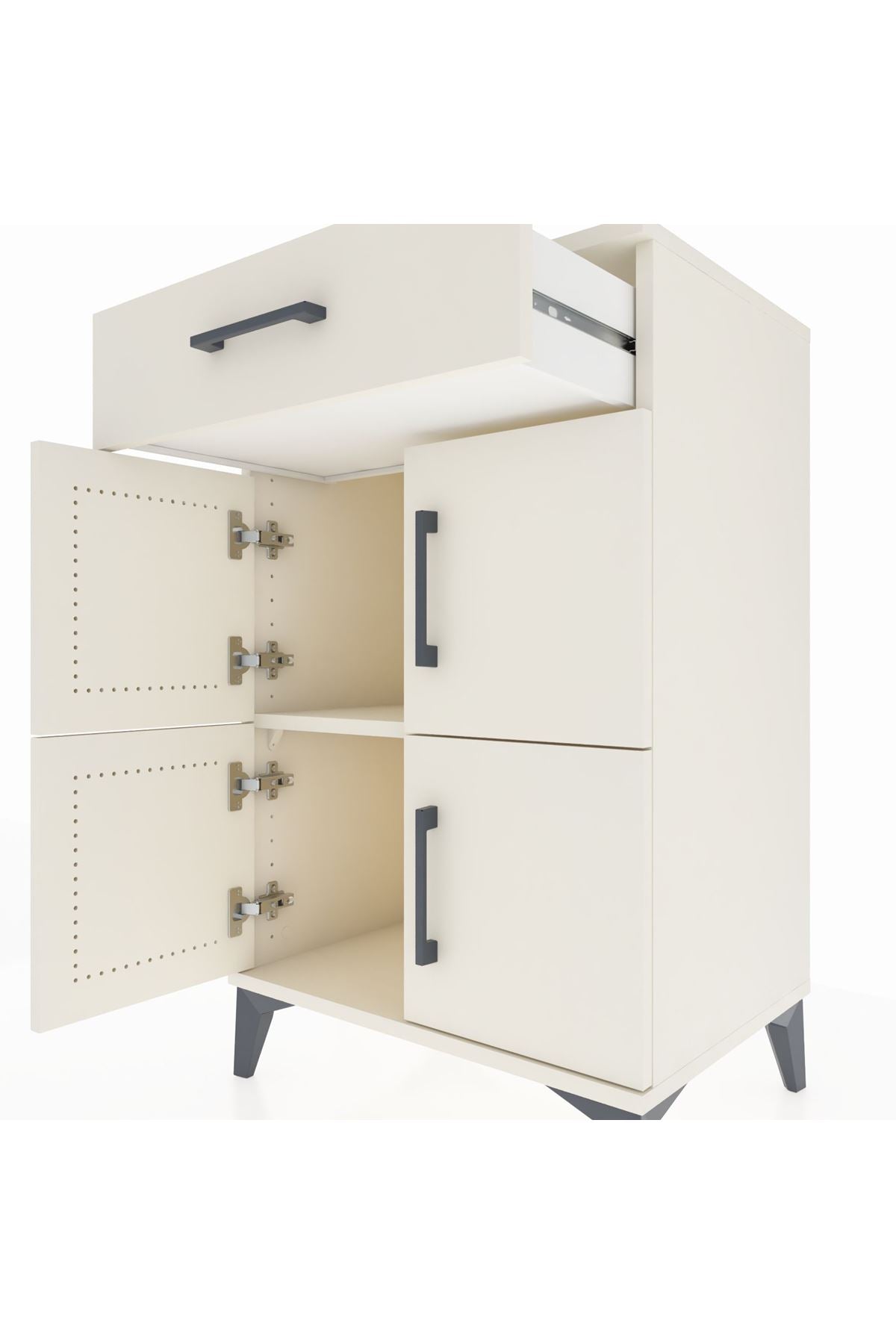 Hyperion Komodin Tek Raflı Tek Çekmeceli 4 Kapaklı 60x44x96 Aytaşı-Aytaşı