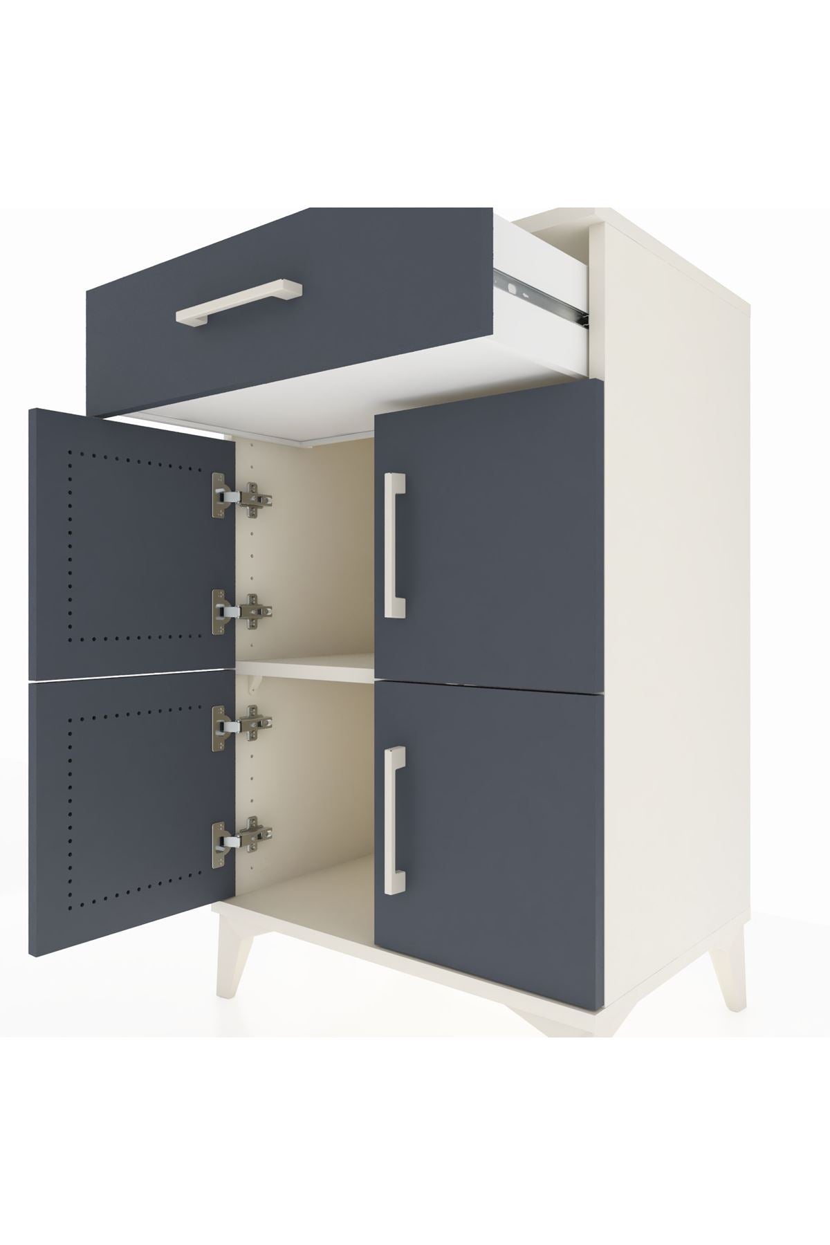 Hyperion Komodin Tek Raflı Tek Çekmeceli 4 Kapaklı 60x44x96 Aytaşı-Antrasit