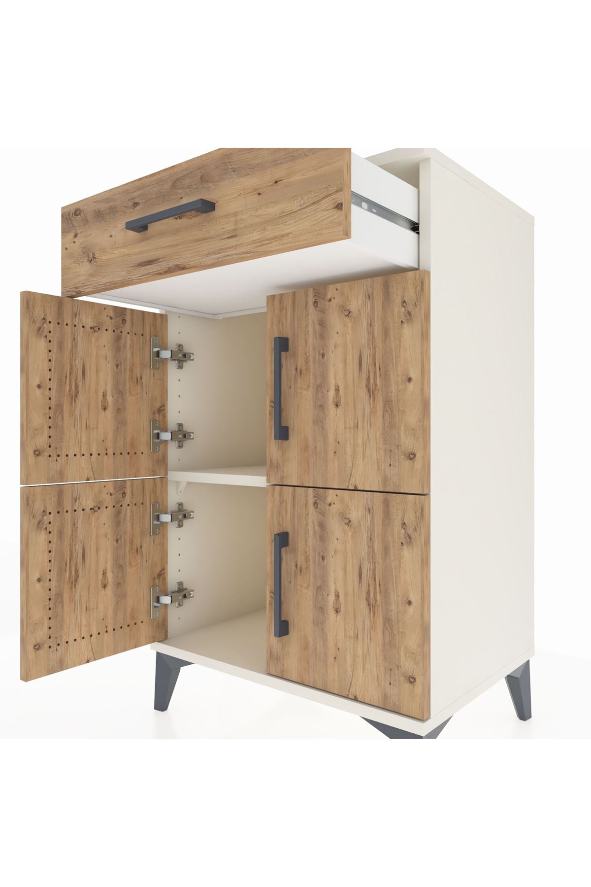 Hyperion Komodin Tek Raflı Tek Çekmeceli 4 Kapaklı 60x44x96 Aytaşı-Çam