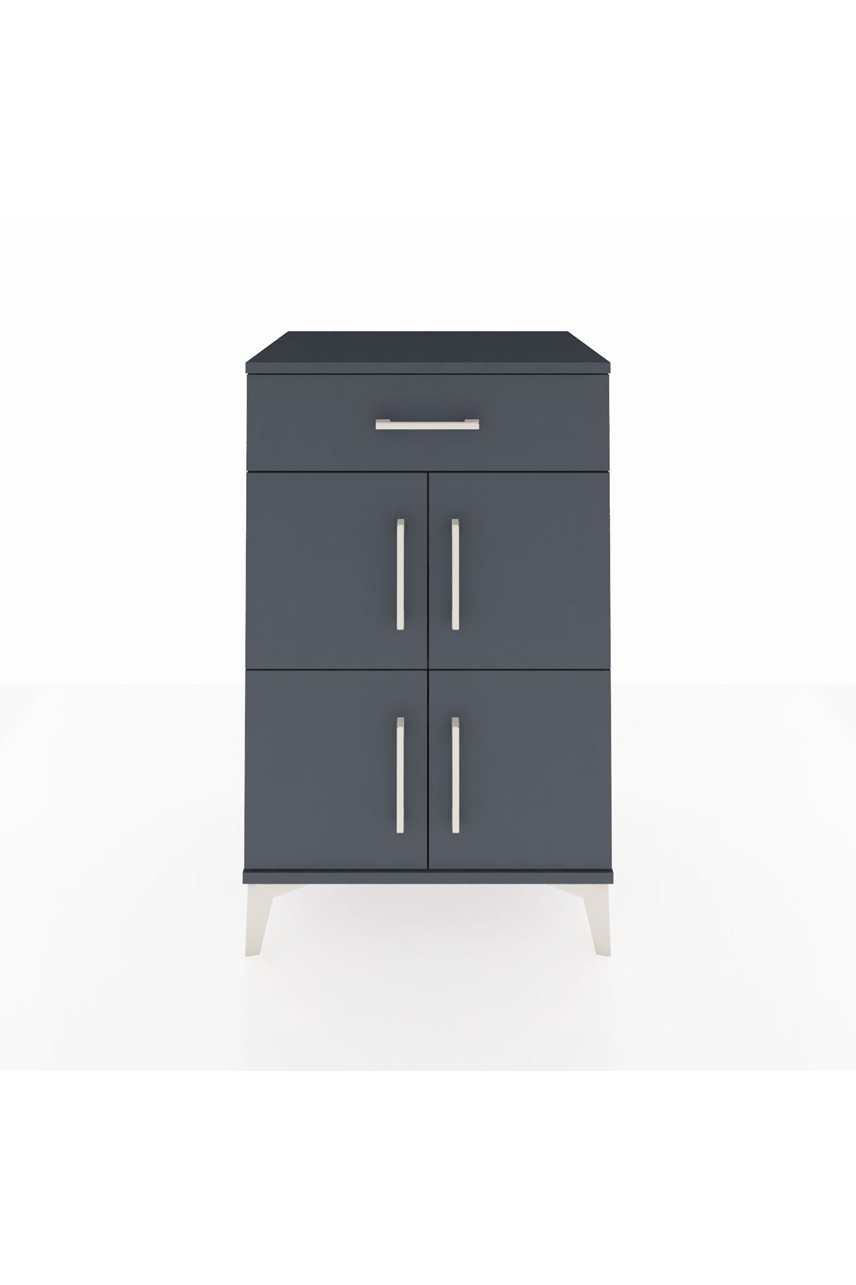 Hyperion Komodin Tek Raflı Tek Çekmeceli 4 Kapaklı 60x44x96 Antrasit-Antrasit