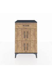 Hyperion Komodin Tek Raflı Tek Çekmeceli 4 Kapaklı 60x44x96 Antrasit-Çam