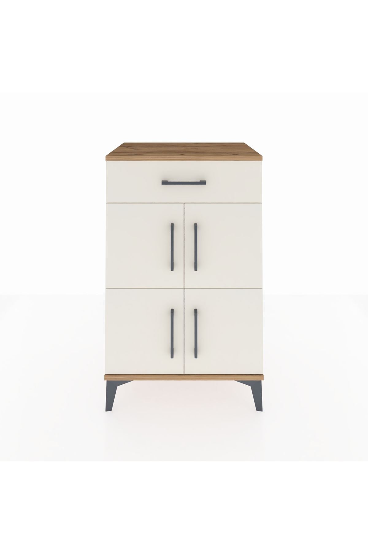 Hyperion Komodin Tek Raflı Tek Çekmeceli 4 Kapaklı 60x44x96 Çam-Aytaşı