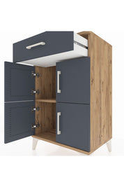 Hyperion Komodin Tek Raflı Tek Çekmeceli 4 Kapaklı 60x44x96 Çam-Antrasit