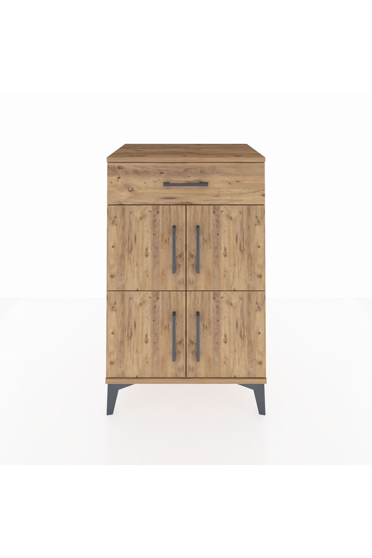 Hyperion Komodin Tek Raflı Tek Çekmeceli 4 Kapaklı 60x44x96 Çam-Çam