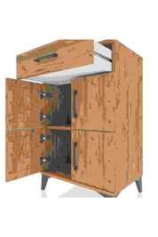 Hyperion Komodin Tek Raflı Tek Çekmeceli 4 Kapaklı 60x44x96 Çam-Çam