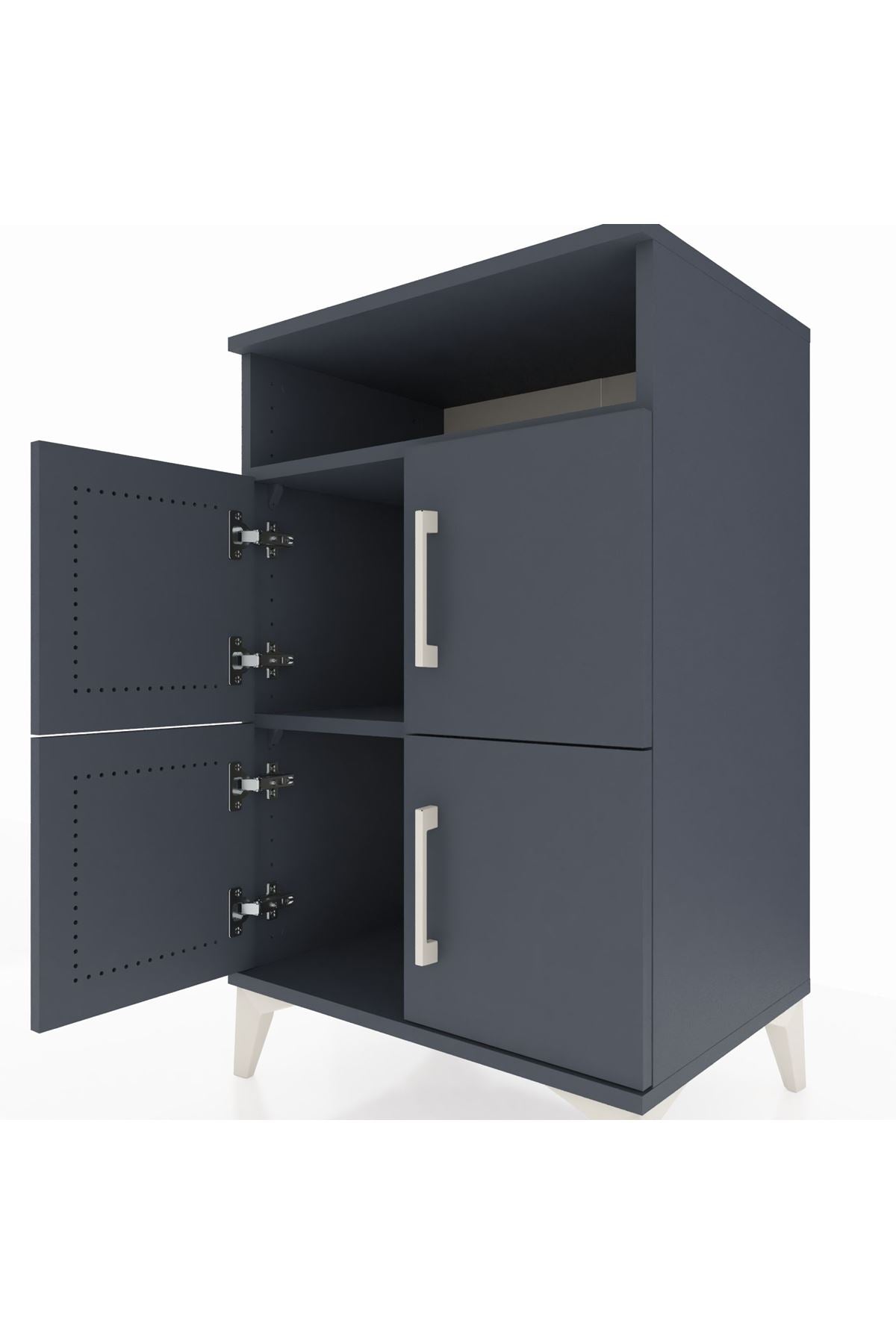 Hyperion Komodin 2 Raflı 4 Kapaklı 60x44x96 Antrasit-Antrasit