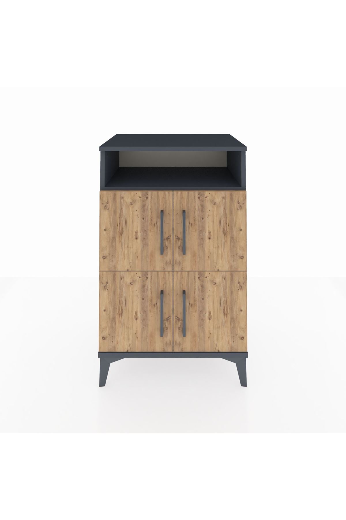 Hyperion Komodin 2 Raflı 4 Kapaklı 60x44x96 Antrasit-Çam