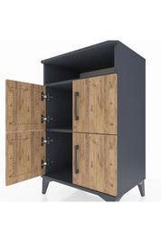 Hyperion Komodin 2 Raflı 4 Kapaklı 60x44x96 Antrasit-Çam