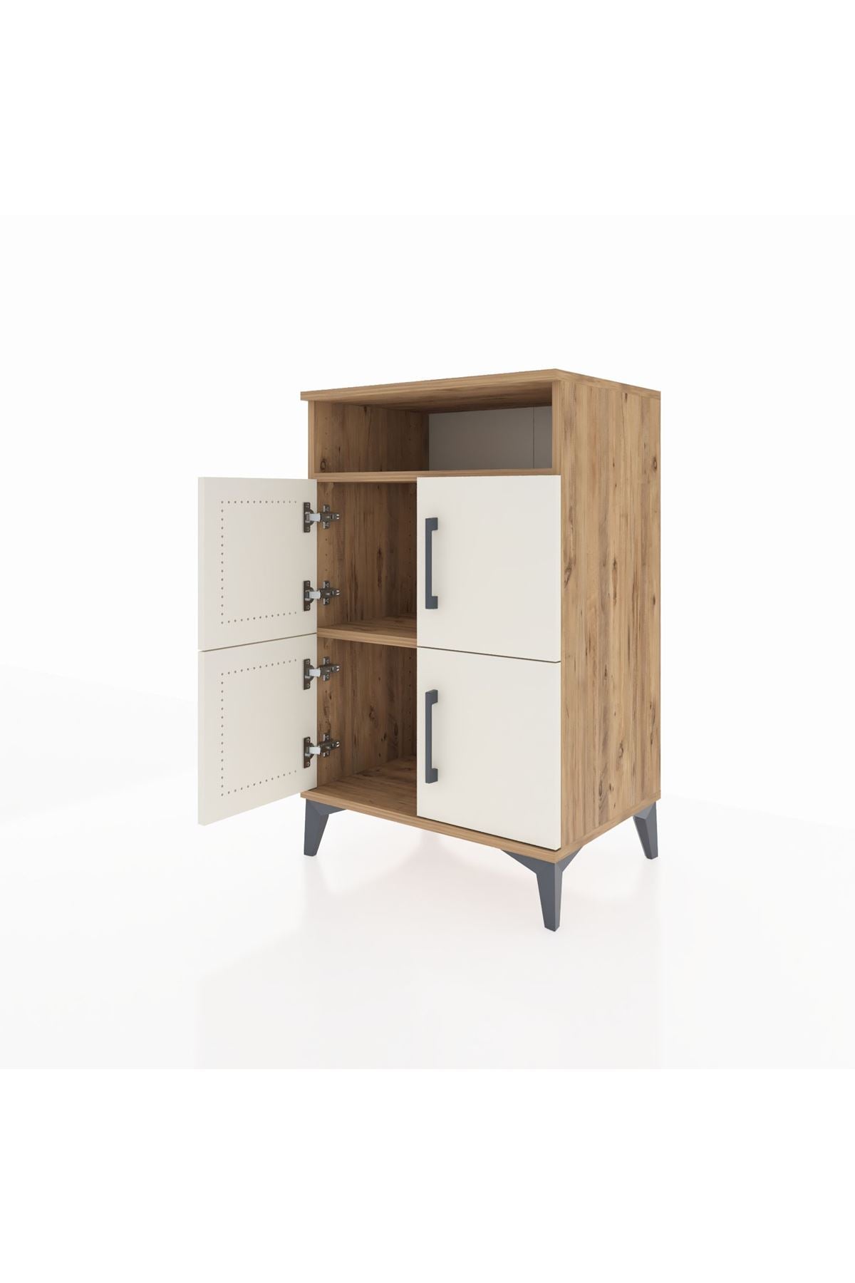 Hyperion Komodin 2 Raflı 4 Kapaklı 60x44x96 Çam-Aytaşı